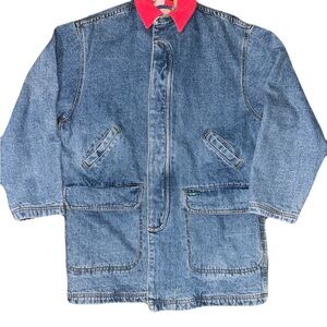 Tommy Hilfiger Denim Jacket with Vibrant Red Collar